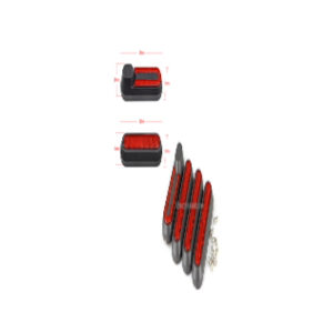 Scooter plastic rear wheel side trim + reflective strip (4 pieces + 10 metal screws) (red )